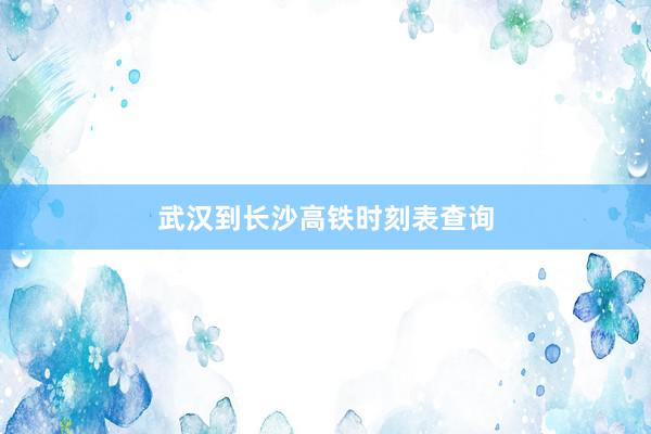 武汉到长沙高铁时刻表查询