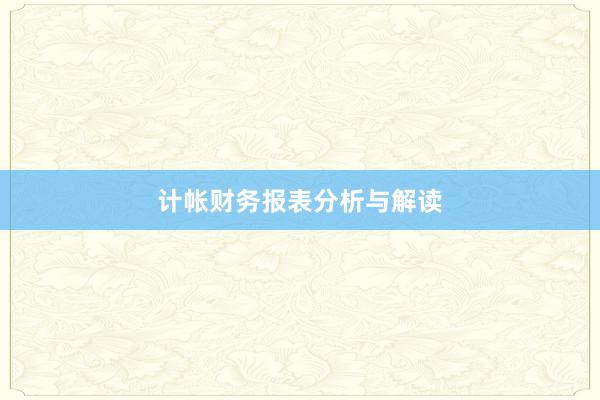 计帐财务报表分析与解读